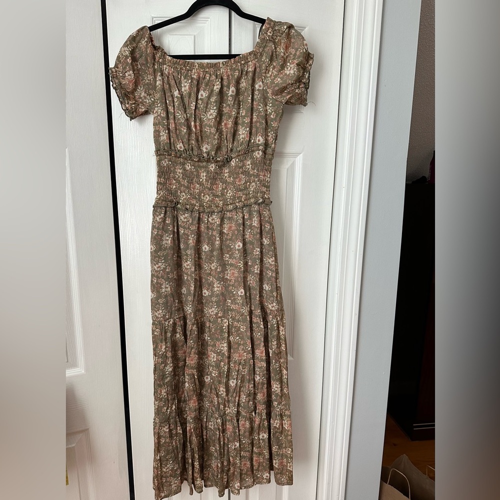 Trixxi juniors off the shoulder tiered midi dress